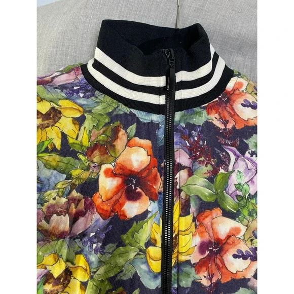 Cactus Man Ricky Singh Floral Bomber Jacket Men's M Unisex Statement Zip Jacket - Picture 10 of 14